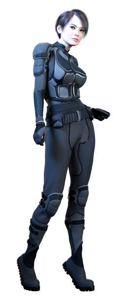 istock 3D Rendering Female Sceince Fiction Warrior on White 1415397985