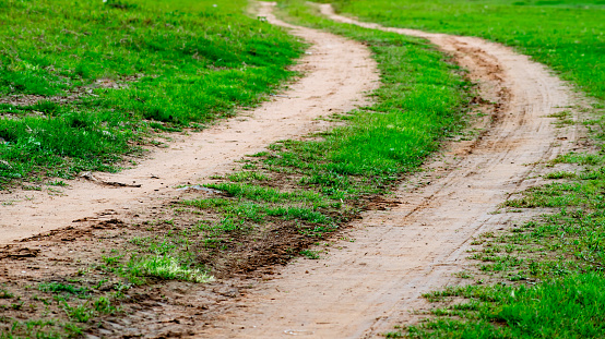 The way to success begins with difficulty, the country road in rural areas