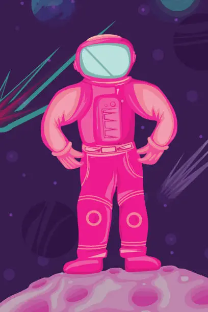 Vector illustration of Cosmonaut in outer space