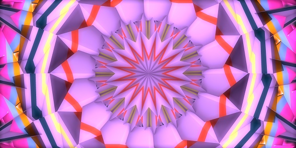 A beautiful kaleidoscope. Abstract 3D rendering. Psychedelic, meditation and yoga concept. Abstract geometric flower.