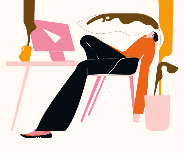 istock Lazy tired woman at computer desk at office. Apathy, burnout and procrastination concept. 1415402681