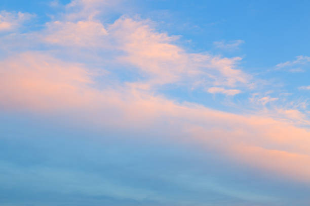 istock Pink clouds in the blue evening sky. The sky is at sunset. 1415404898