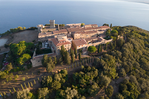 Aerial photographic documentation of the ancient Etruscan town of Populonia Italy