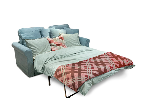 Fold out sofa bed with clipping path on white background