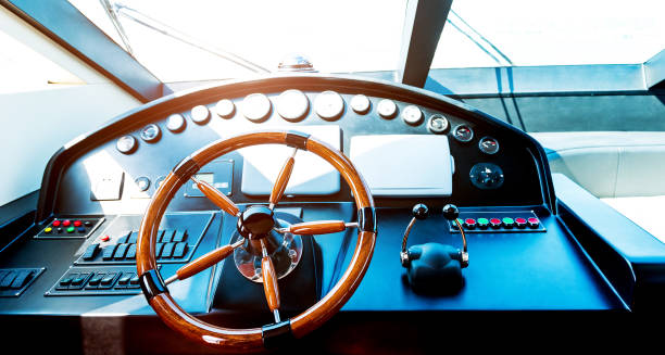 istock Steering wheel on luxury yacht 1415405853