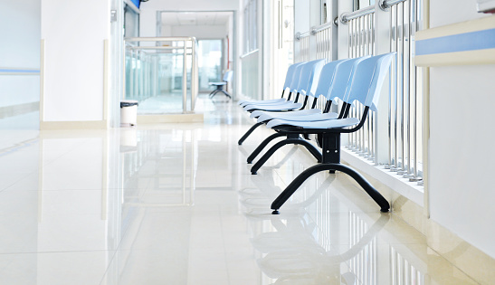 Chairs in the hospital hallway