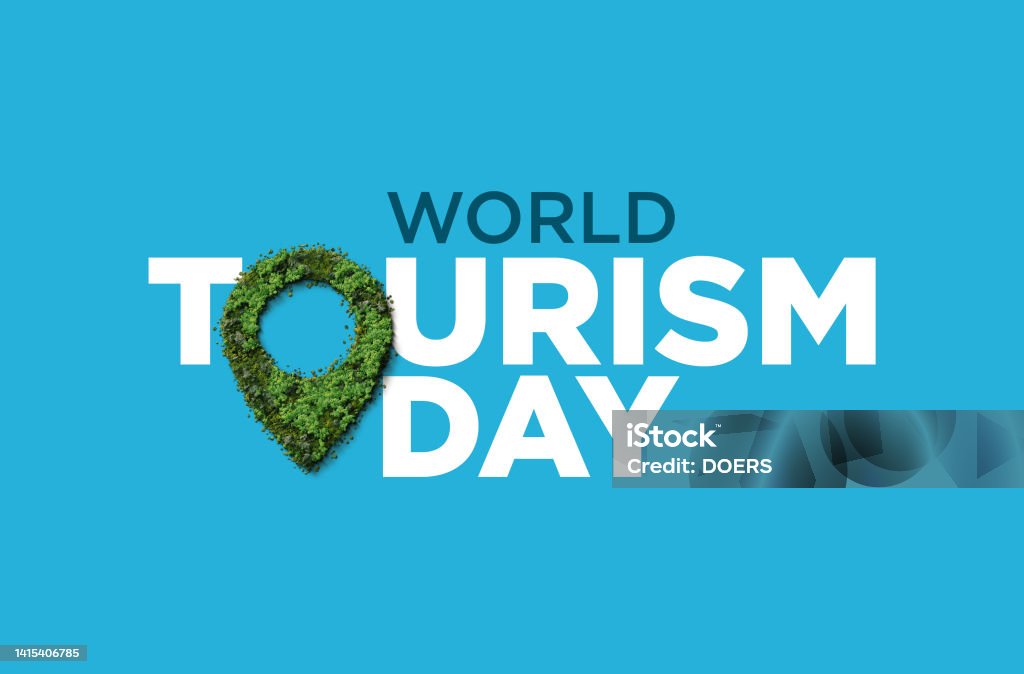 World tourism day creative World tourism day creative 3d concept background. World Location Green 3d Icon illustration. Earth shape on location pin concept of World Tourism Day. Tourism Stock Photo