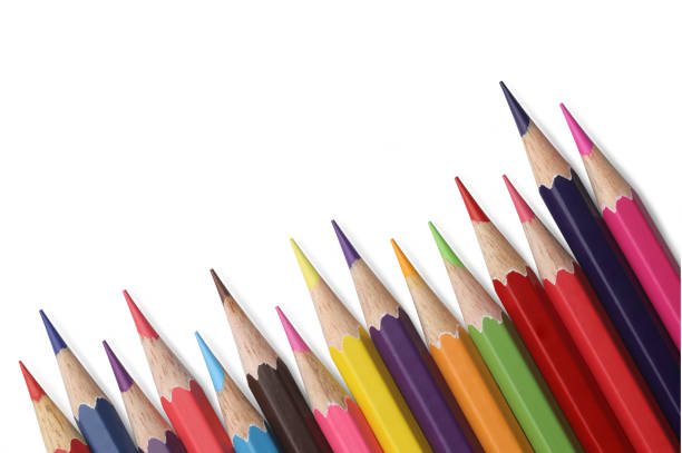 istock Close-up of colored pencils arranged in a row 1415407987