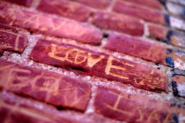 istock Love Symbol Written on Old Brick Wall 1415408601