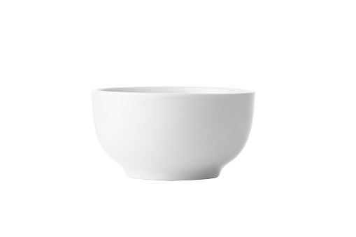 Single white bowl on a white background