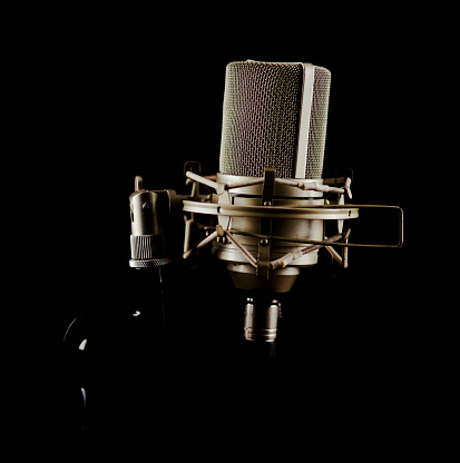 Microphone on pure black background