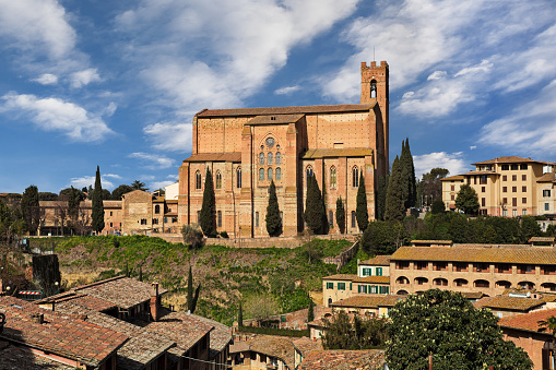 Siena, Tuscany, Italy: the medieval church Basilica of San Domenico on the hill in the old town of the city