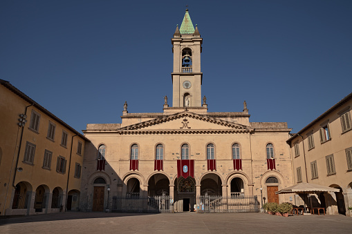 San Giovanni Valdarno, Arezzo, Tuscany, Italy: the ancient church Basilica of Santa Maria delle Grazie, built in 1484 but with a 19th century Neoclassical facade