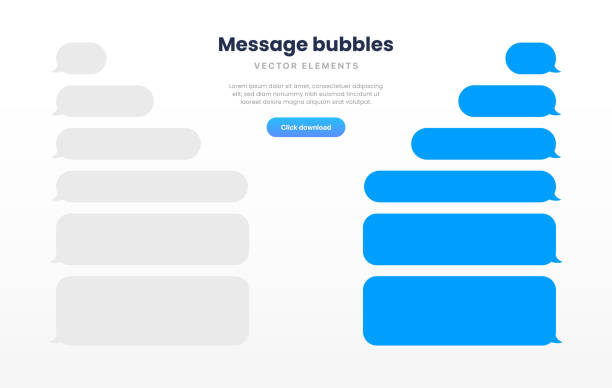 mobile chatting sms app template bubbles. message bubbles chat on smartphone icons. phone chatting sms template bubbles. isolated smartphone - iphone stock illustrations