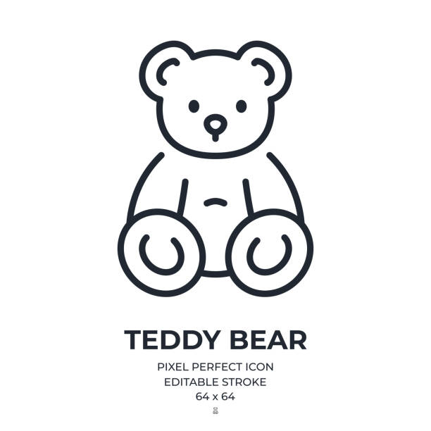 kuvapankkikuvitukset aiheesta nallekarhun muokattavan viivan ääriviivakuvake, joka on eristetty valkoiselle taustalle litteä vektorikuva. pikseli täydellinen. 64 x 64. - teddykarhu