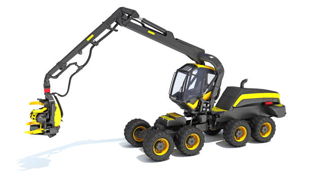 istock Forestry Harvester 3D rendering forest machinery on white background 1415420679