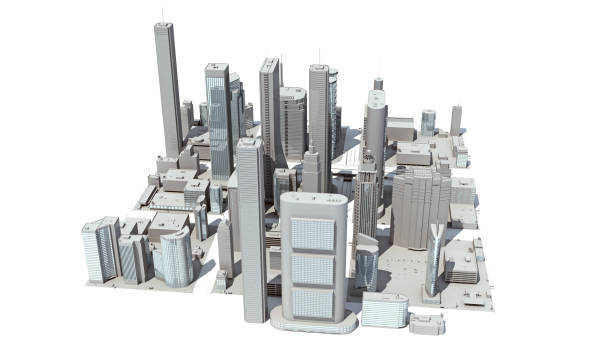 istock 3D rendering of modern Architectural city model on white background 1415420862