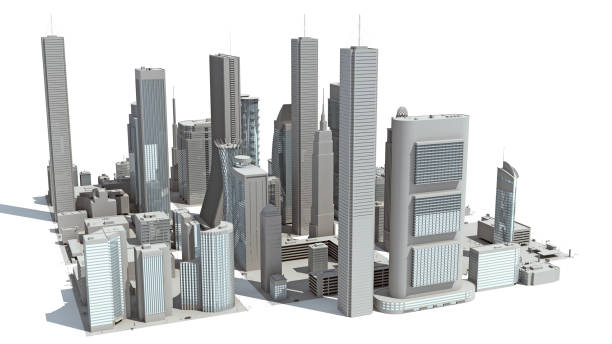 istock 3D rendering of modern Architectural city model on white background 1415420869
