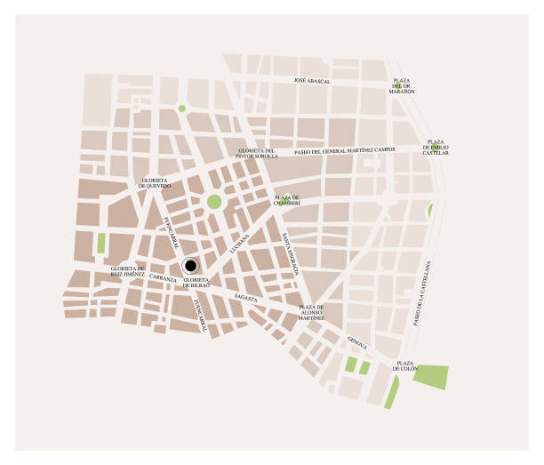 Chamberí Neighbourhood Madrid city street map with streets and avenues names. Spain capital. Color cartographic vector illustration. Chamberí Neighbourhood Madrid city street map with streets and avenues names. Spain capital. Colourful cartographic vector illustration. city map stock illustrations