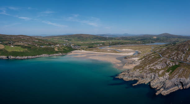 aerial view of Barley Cove Beach on the Mizen Peninsula of West Cork in Ireland An aerial view of Barley Cove Beach on the Mizen Peninsula of West Cork in Ireland mizen head stock pictures, royalty-free photos & images