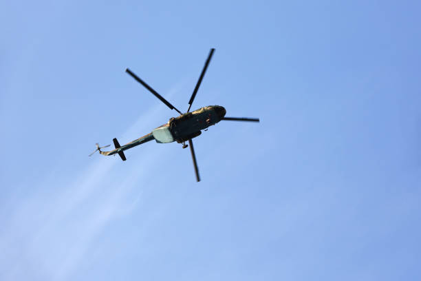 istock Russian military helicopter Mi-8 in flight 1415422568