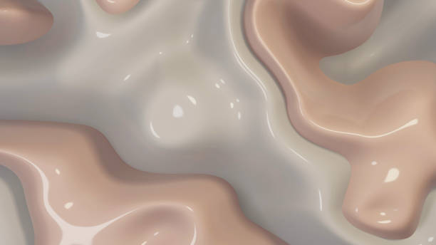 istock 3d Rendering. Cream nude organic smooth beige color plastic, abstract wave background 1415424865