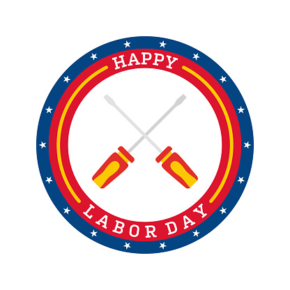 istock Happy Labor Day banner isolated on white background 1415426344