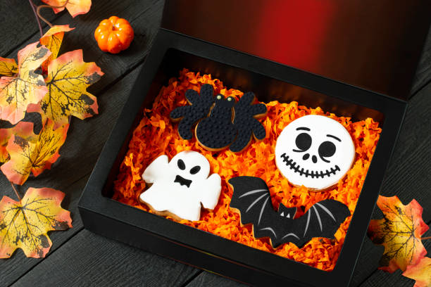 istock Halloween handmade gingerbread in gift box 1415426473