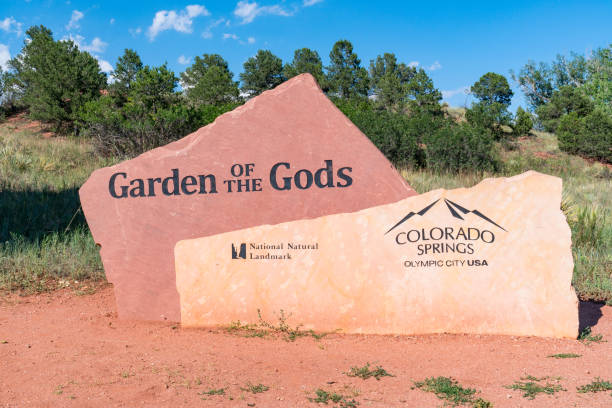 Garden of the Gods Welcome Sign stock photo