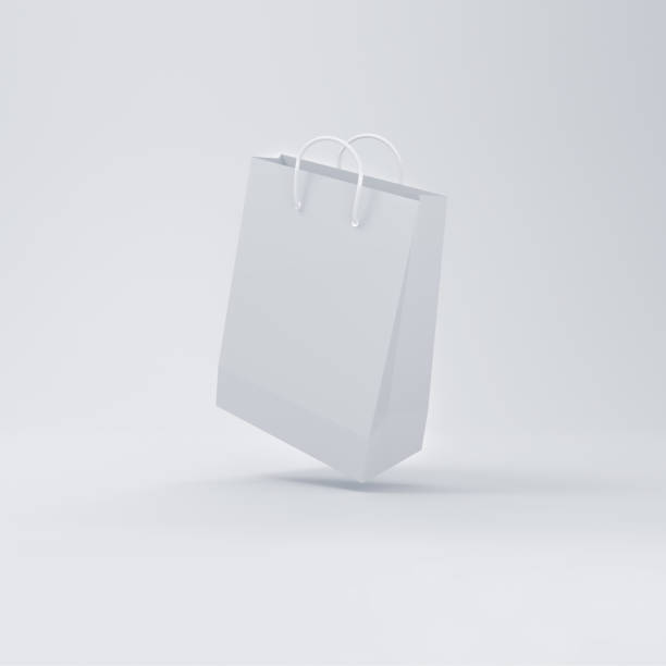 istock Shopping bag levitating on minimal white background. 1415431601