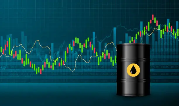 Vector illustration of Oil barrels finance background