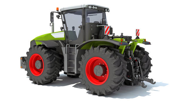 istock Wheeled Tractor farm equipment 3D rendering on white background 1415435068