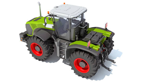istock Wheeled Tractor farm equipment 3D rendering on white background 1415435081