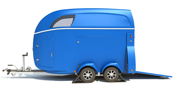 istock Horse Transport Trailer 3D rendering on white background 1415435087