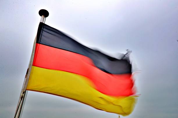 istock German flag blowing in the wind 1415441689