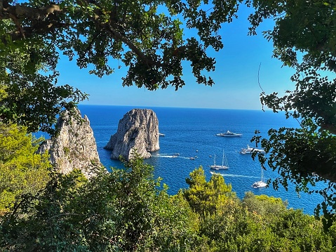 Yachts off the coast of Capri, Italy