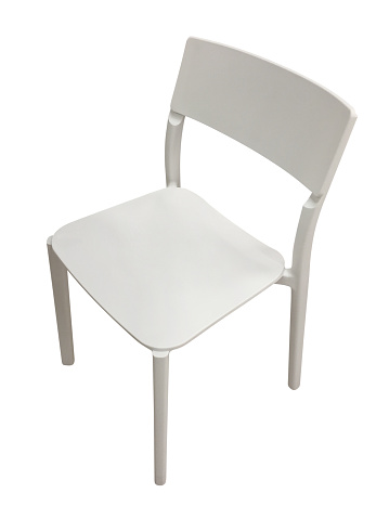 Empty white plastic chair isolated on the white background with clipping path