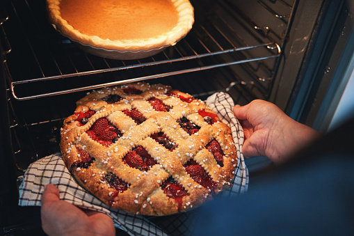 Baking Berry Pie in the Oven