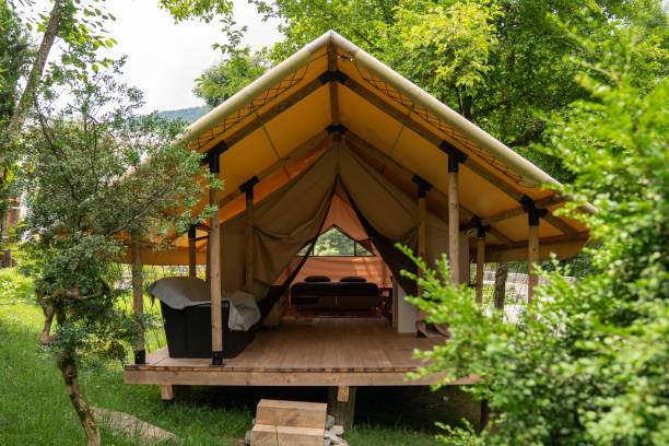 istock Luxurious camping resort in nature forest. 1415451505