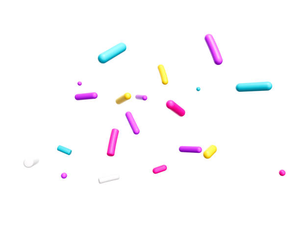 istock Flying Colorful candy sprinkles isolated on white 3d illustration 1415452538