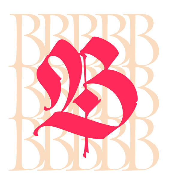 Letter B, in the Gothic style. Vector. Alphabet. The symbol is isolated on a white background. Calligraphy and lettering. Medieval Latin letter. Logo for the company. Monogram. Elegant font for tattoo. Letter B, in the Gothic style. Vector. Alphabet. The symbol is isolated on a white background. Calligraphy and lettering. Medieval Latin letter. Logo for the company. Monogram. Elegant font for tattoo. fancy letter b drawing stock illustrations