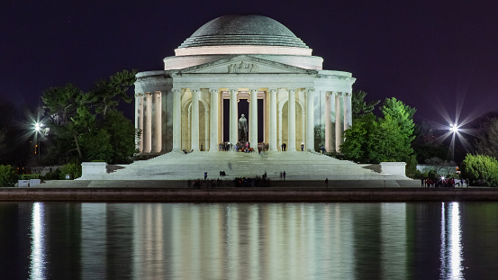 Jefferson Memorial pond reflections at night