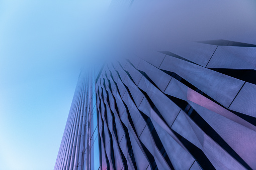 Abstract Digital Innovation. Toned image of exterior of office building