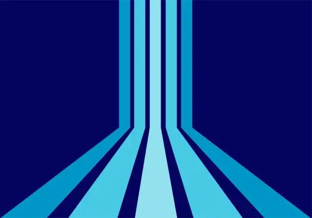 Vector illustration of bright Blue gradient strips in Dark blue background