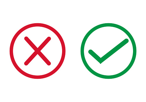 green tick and red cross check mark vector illustration