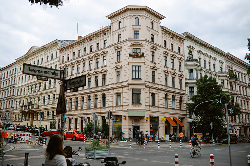 streets and alt bau buildings in Berlin Kreuzberg district