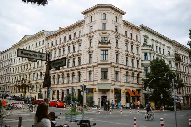 streets and alt bau buildings in Berlin Kreuzberg district