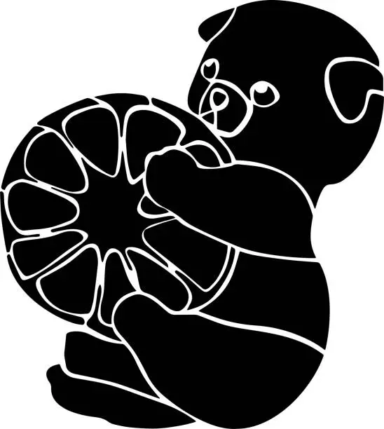 Vector illustration of Bear Vector Stencil, Black and white