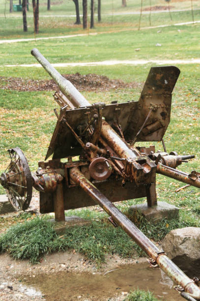 istock Old flak cannon in city park 1415466483
