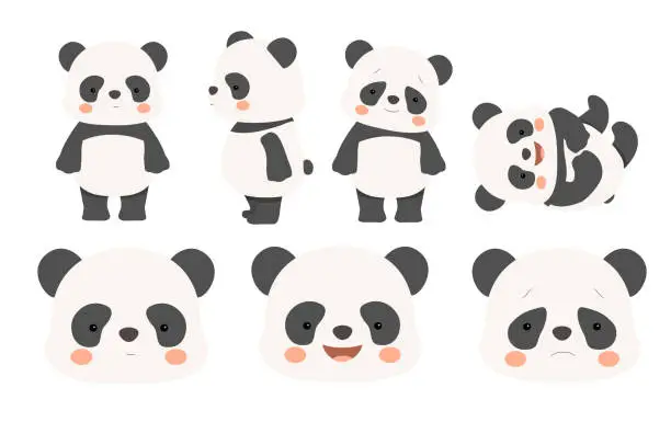 Vector illustration of Cute panda vector illustrations